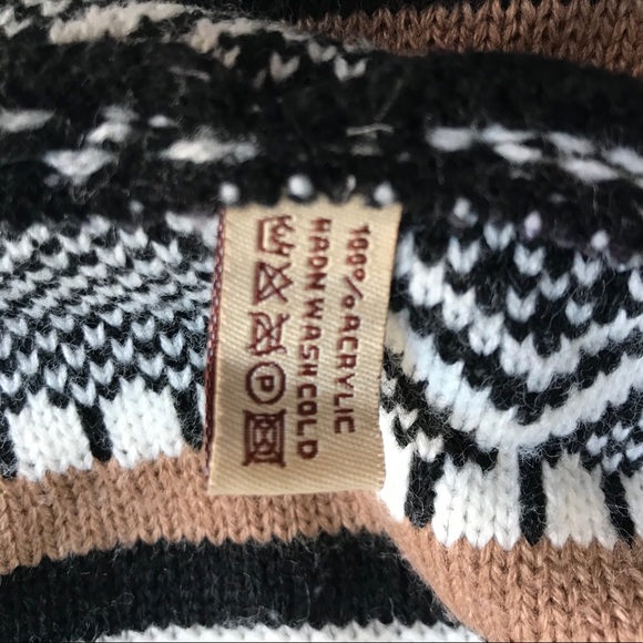 Vest Poncho Style Western Black and Tan with Fringe Size L 100% Acrylic - Picture 11 of 12